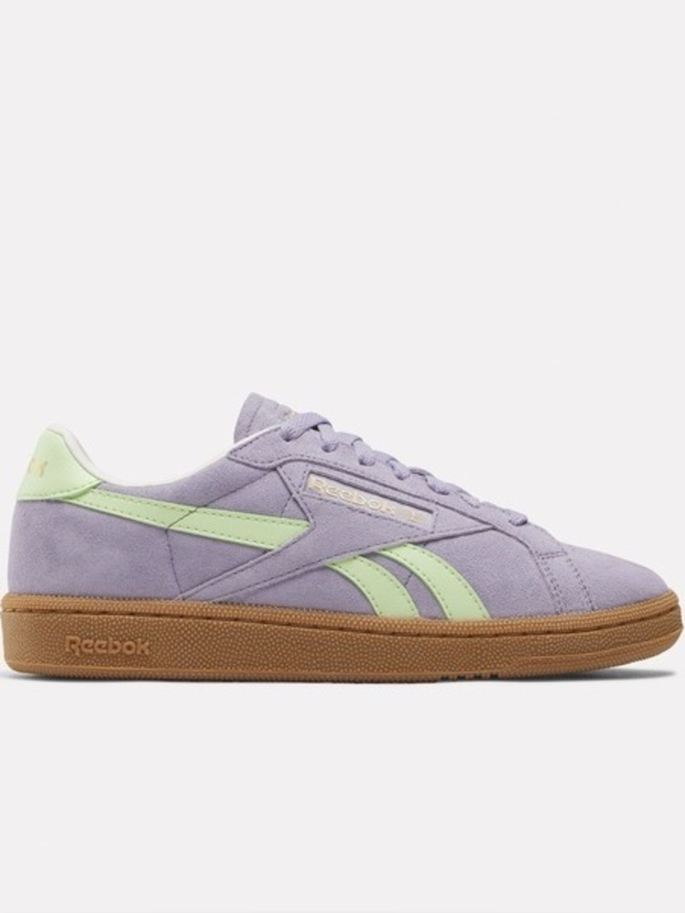Reebok Lavender Suede Club C Grounds UK Sneakers with Neon Lime Size 10 - Picture 7 of 8